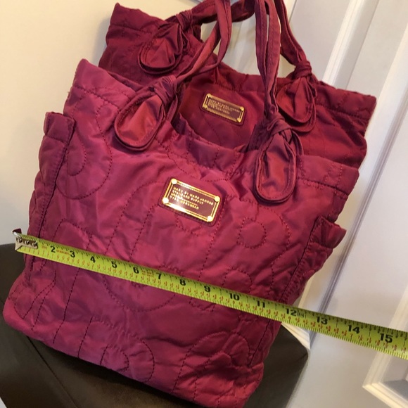 MARC JACOBS Workwear Pink Embroidered Logo Quilted Tote Bag w. Side Pockets - Picture 6 of 13